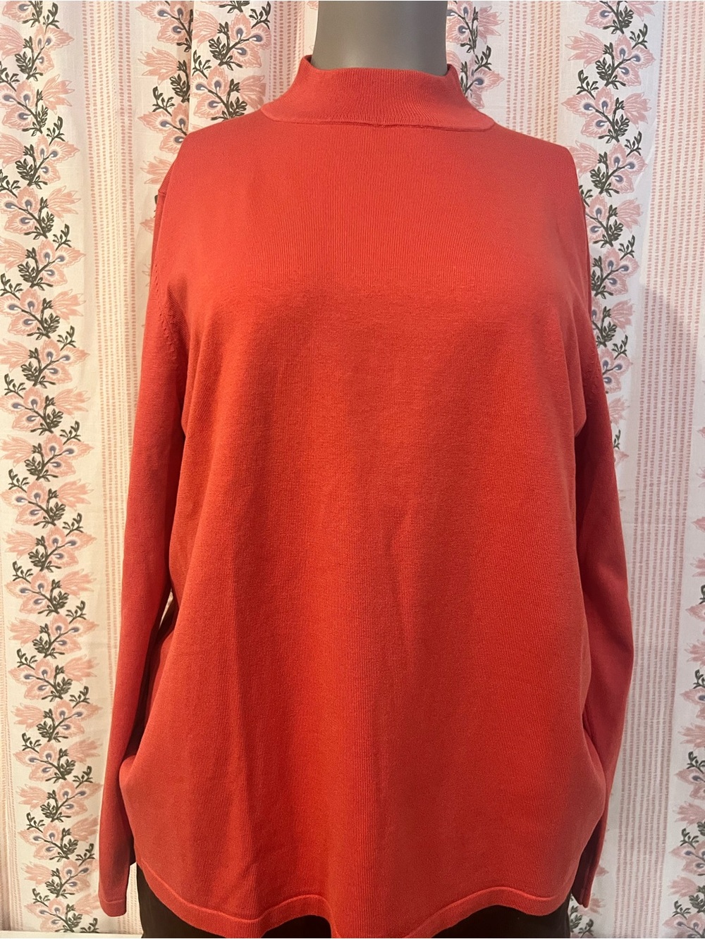 Pendleton Coral-Red Mock Neck Pullover Sweater
